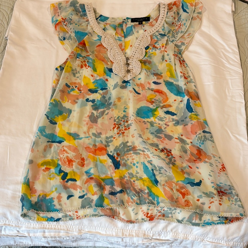 SANTUARY Anthropologie Soca Flutter Top S 🐝